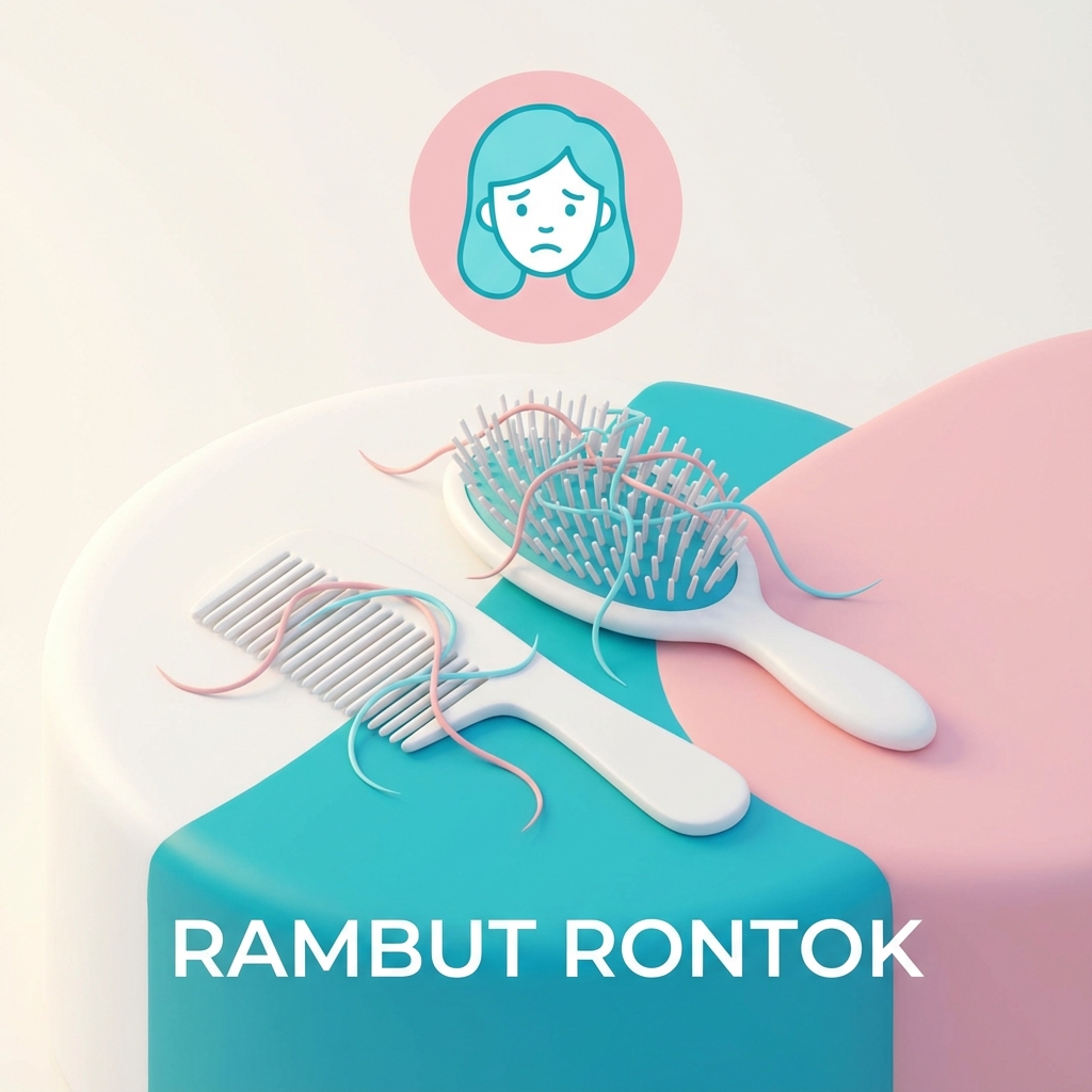 Ilustrasi rambut rontok pada wanita berhijab